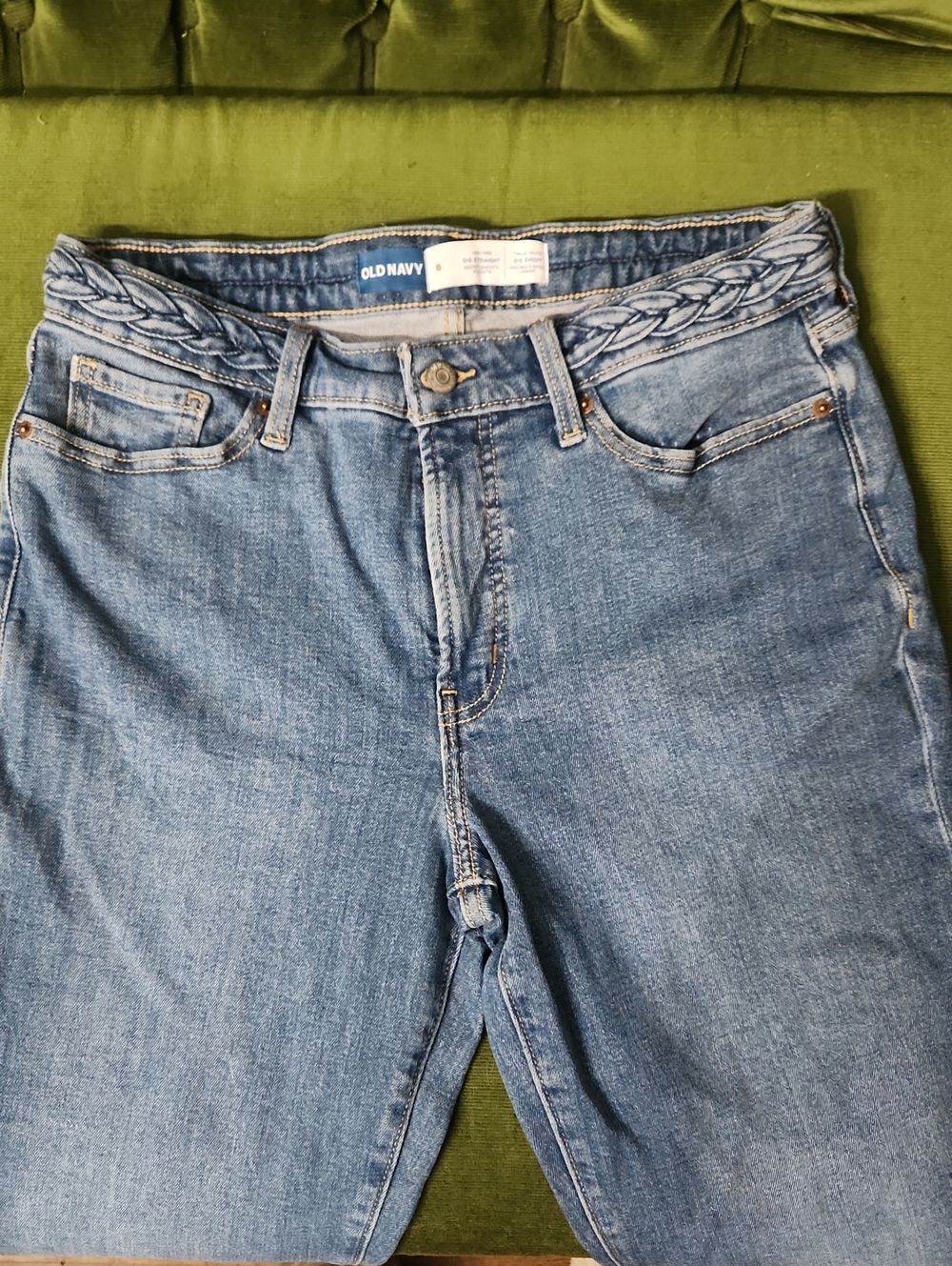 Old Navy Womens Light Blue Denim Jeans with Braided Waist
